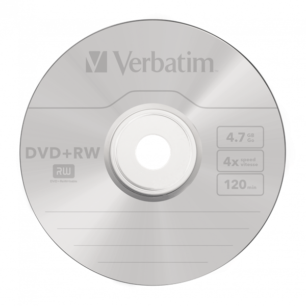 VERBATIM 43229 DVD+RW 4,7GB/4x/matt ezüst írható felület/újraírható DVD 5db/csomag