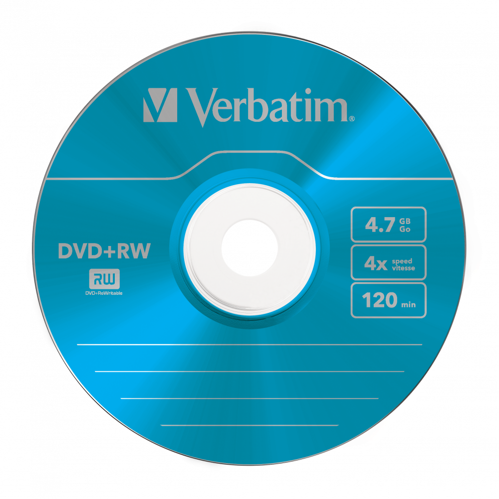 VERBATIM 43297 DVD+RW 4,7GB/4x/színes írható felület/újraírható DVD 5db/csomag
