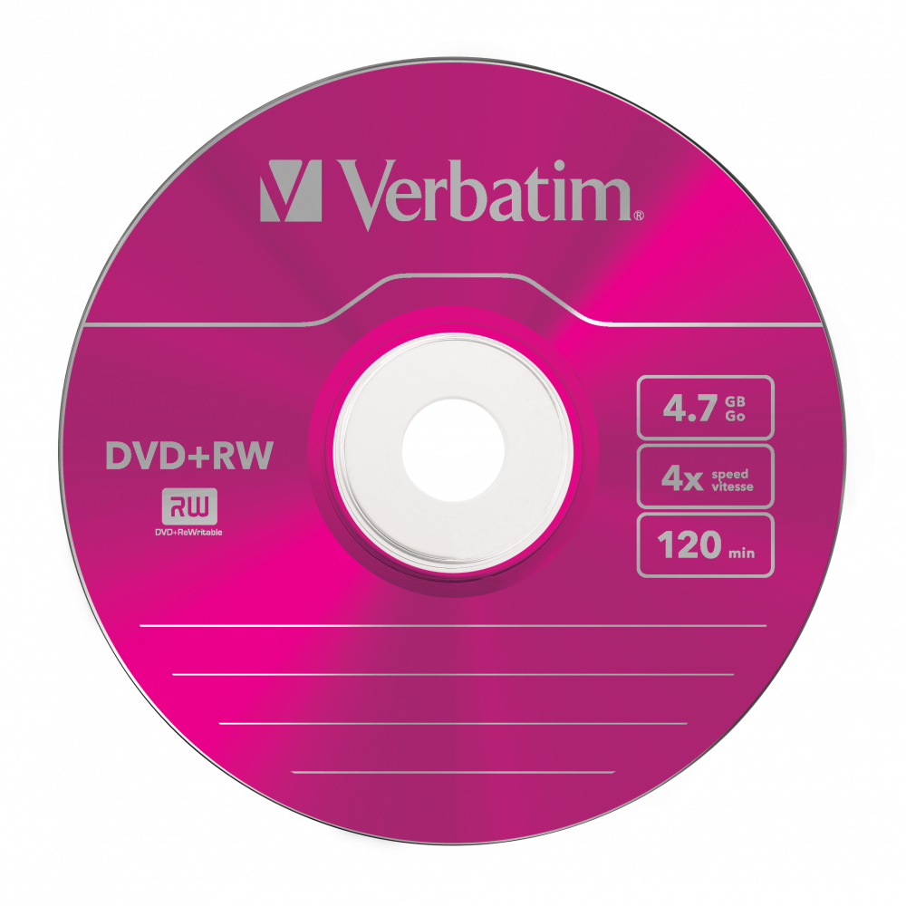 VERBATIM 43297 DVD+RW 4,7GB/4x/színes írható felület/újraírható DVD 5db/csomag