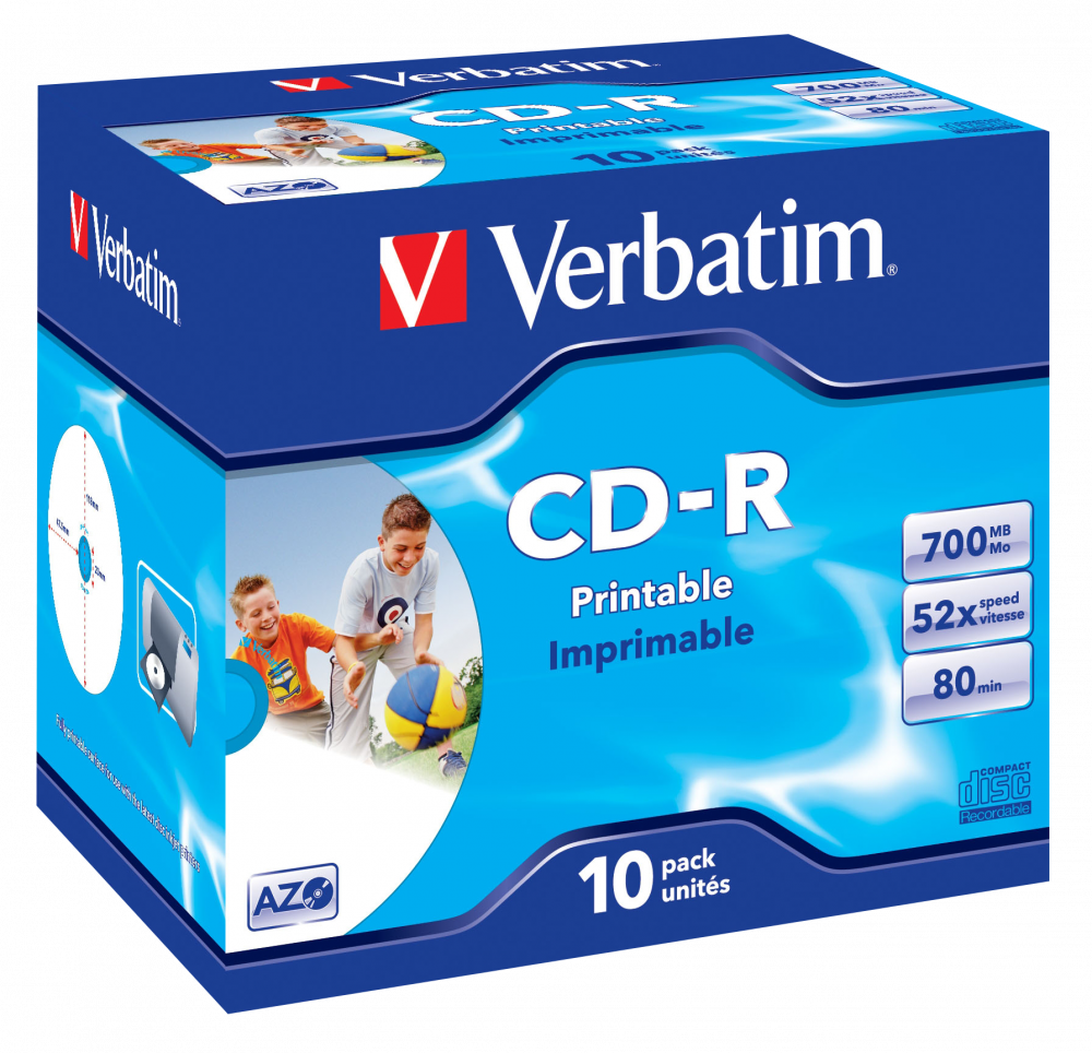 VERBATIM 43325 CD-R 700MB/52x/nyomtatható felület/egyszer írható CD 10db/csomag