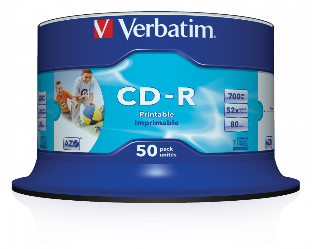 VERBATIM 43438 CD-R 700MB/52x/nyomtatható felület/egyszer írható CD 50db/csomag