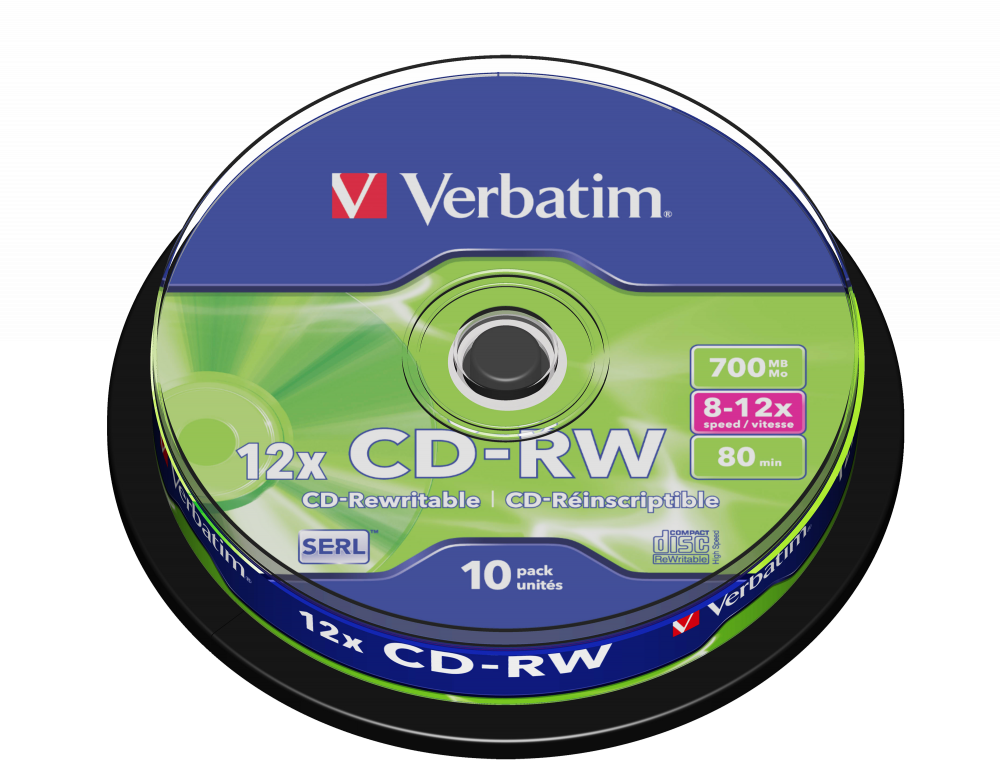 VERBATIM 43480 CD-RW 700MB/12x/karcálló írható felület/újraírható CD 10db/csomag