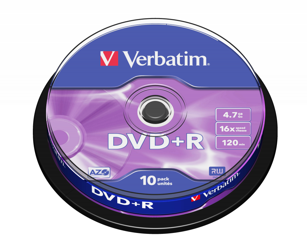 VERBATIM 43498 DVD+R 4,7GB/16x/matt ezüst írható felület/egyszer írható DVD 10db/csomag