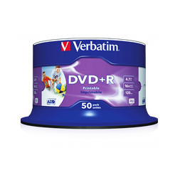 VERBATIM 43512 DVD+R 4,7GB/16x/nyomtatható felület/egyszer írható DVD 50db/csomag