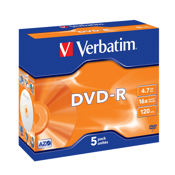VERBATIM 43519 DVD-R 4,7GB/16x/matt ezüst írható felület/egyszer írható DVD 5db/csomag