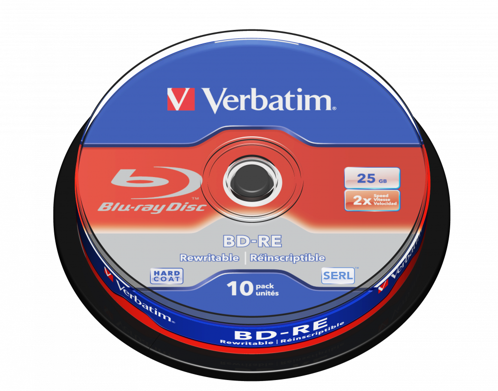 VERBATIM 43694 BD-RE 25GB/egyrétegű/2x/fehér-kék írható felület/újraírható Blu-Ray 10db/csomag