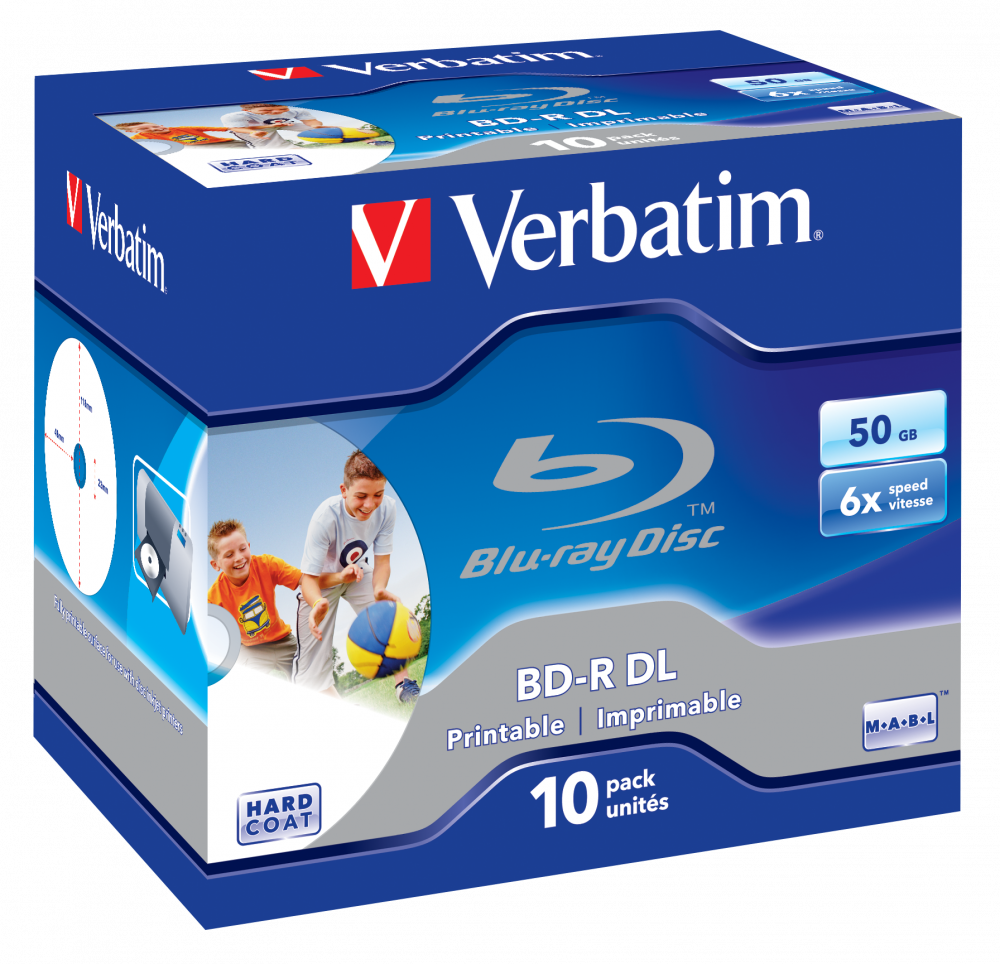 VERBATIM 43736 BD-R 50GB/kétrétegű/6x/nyomtatható felület/egyszer írható Blu-Ray 10db/csomag