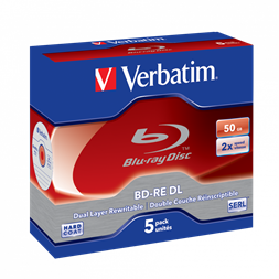 VERBATIM 43760 BD-RE 50GB/kétrétegű/2x/fehér-kék írható felület/újraírható Blu-Ray 5db/csomag