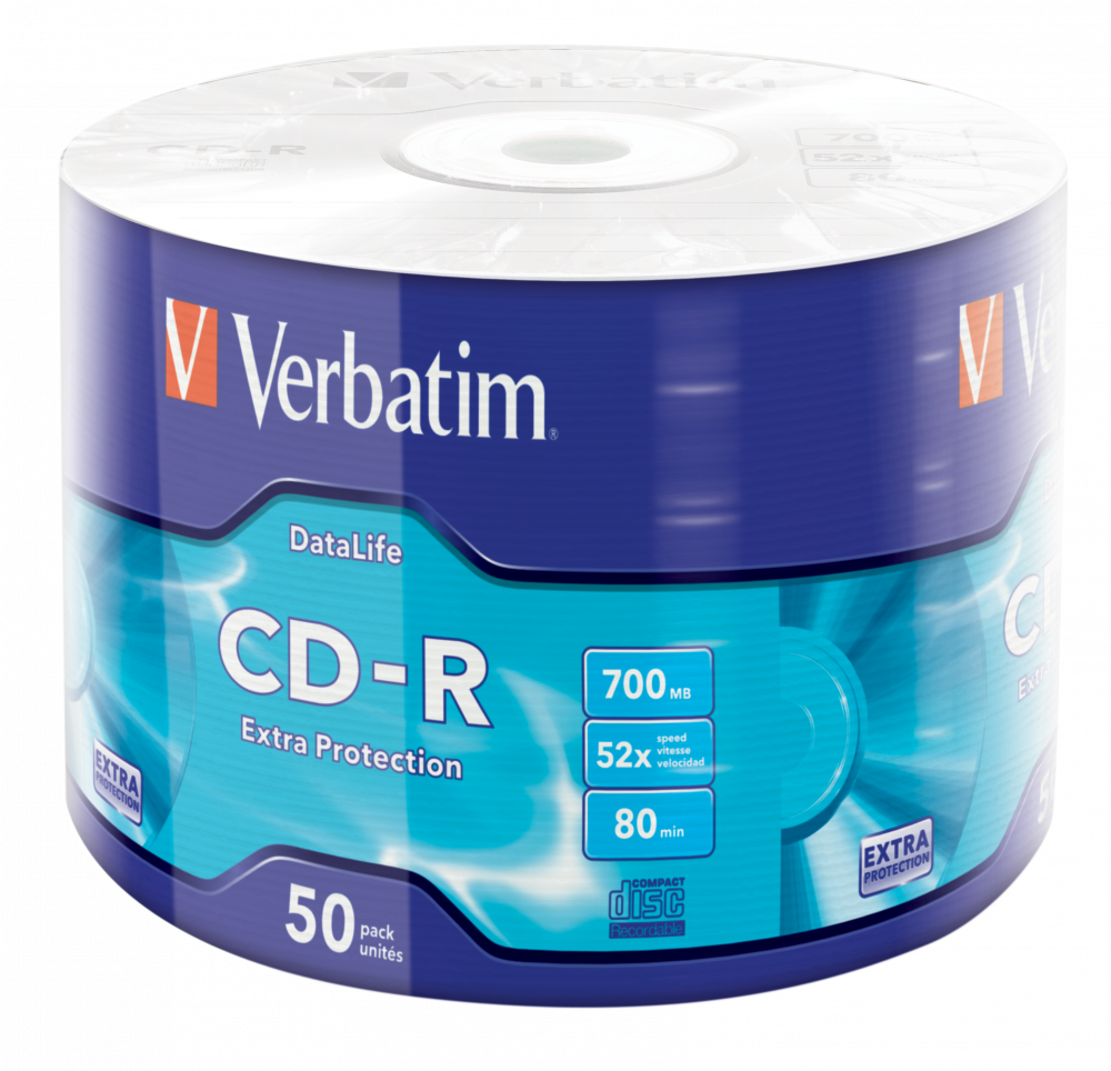 VERBATIM 43787 CD-R 700MB/52x/extra protection írható felület/egyszer írható CD 50db/csomag