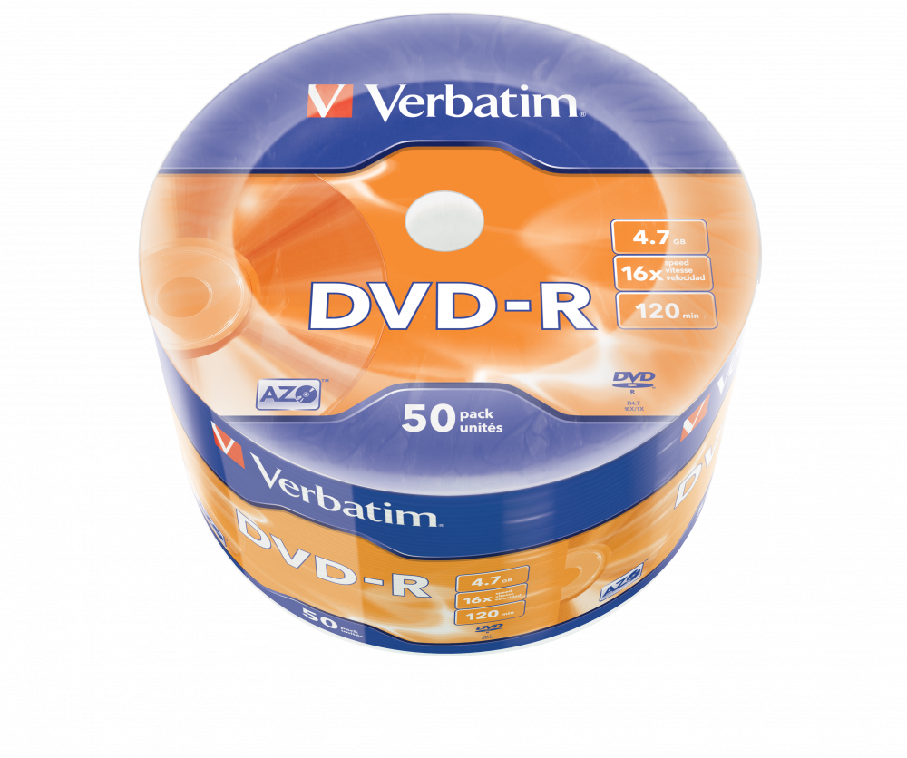 VERBATIM 43788 DVD-R 4,7GB/16x/matt ezüst írható felület/egyszer írható DVD 50db/csomag
