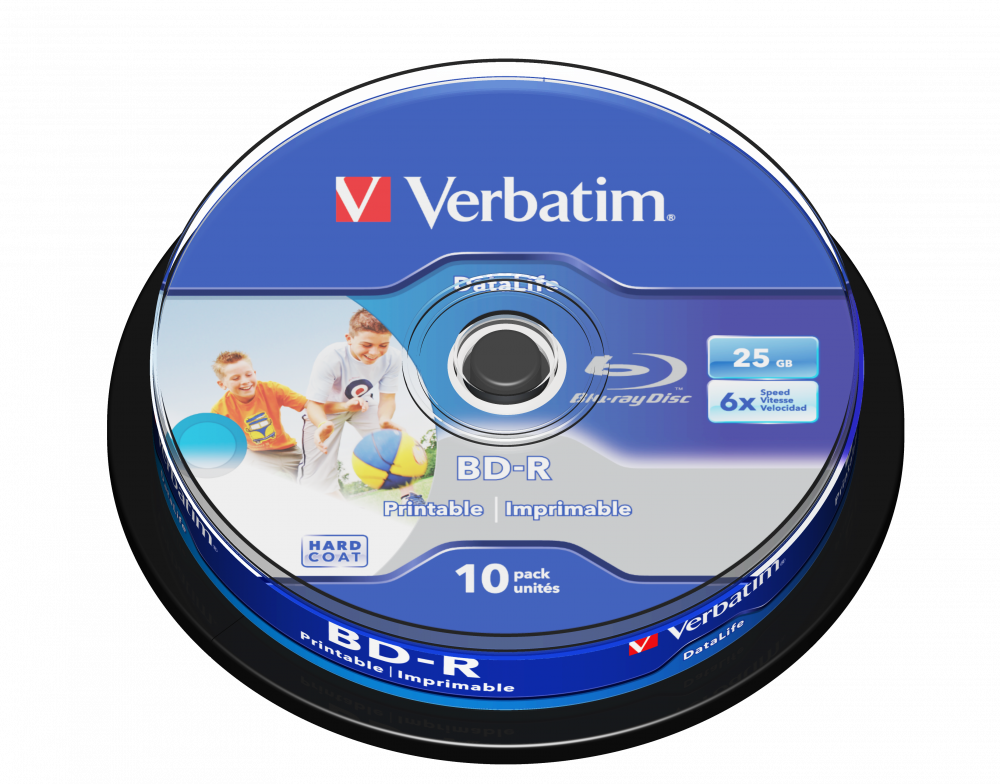 VERBATIM 43804 BD-R 25GB/egyrétegű/6x/nyomtatható felület/egyszer írható Blu-Ray 10db/csomag