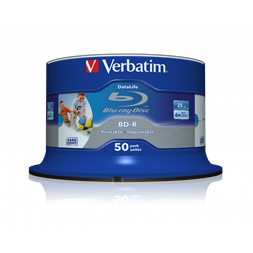 VERBATIM 43812 BD-R 25GB/egyrétegű/6x/nyomtatható felület/egyszer írható Blu-Ray 50db/csomag