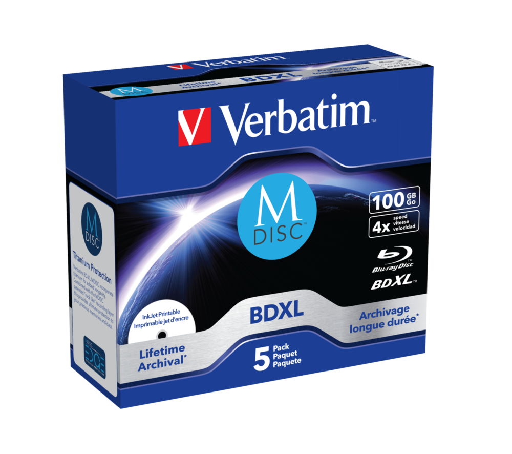 VERBATIM 43834 M-DISC BD-R 100GB/lifetime archival/4x/nyomtatható felület/egyszer írható Blu-Ray 5db/csomag