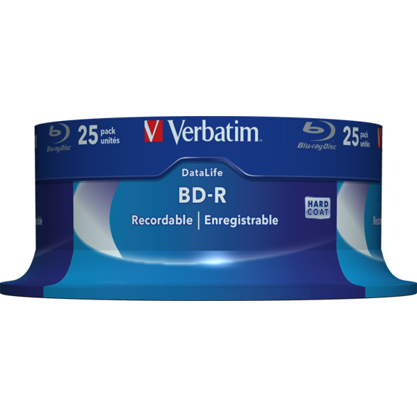 VERBATIM 43837 BD-R 25GB/egyrétegű/6x/fehér-kék írható felület/egyszer írható Blu-Ray 25db/csomag