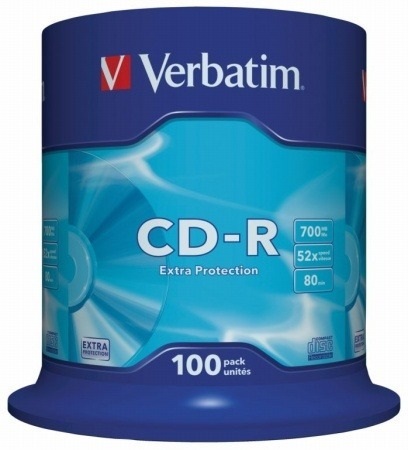 VERBATIM 43411 CD-R 700MB/52x/extra protection írható felület/egyszer írható CD 100db/csomag