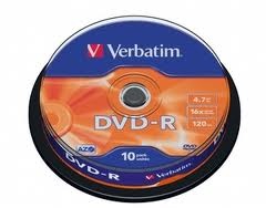 VERBATIM 43523 DVD-R 4,7GB/16x/matt ezüst írható felület/egyszer írható DVD 10db/csomag
