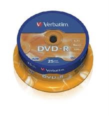 VERBATIM 43522 DVD-R 4,7GB/16x/matt ezüst írható felület/egyszer írható DVD 25db/csomag