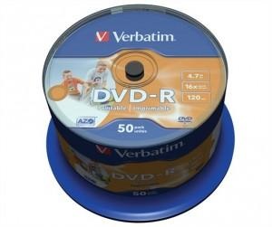 VERBATIM 43548 DVD-R 4,7GB/16x/matt ezüst írható felület/egyszer írható DVD 50db/csomag