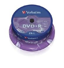 VERBATIM 43500 DVD+R 4,7GB/16x/matt ezüst írható felület/egyszer írható DVD 25db/csomag