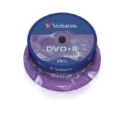 VERBATIM 43500 DVD+R 4,7GB/16x/matt ezüst írható felület/egyszer írható DVD 25db/csomag