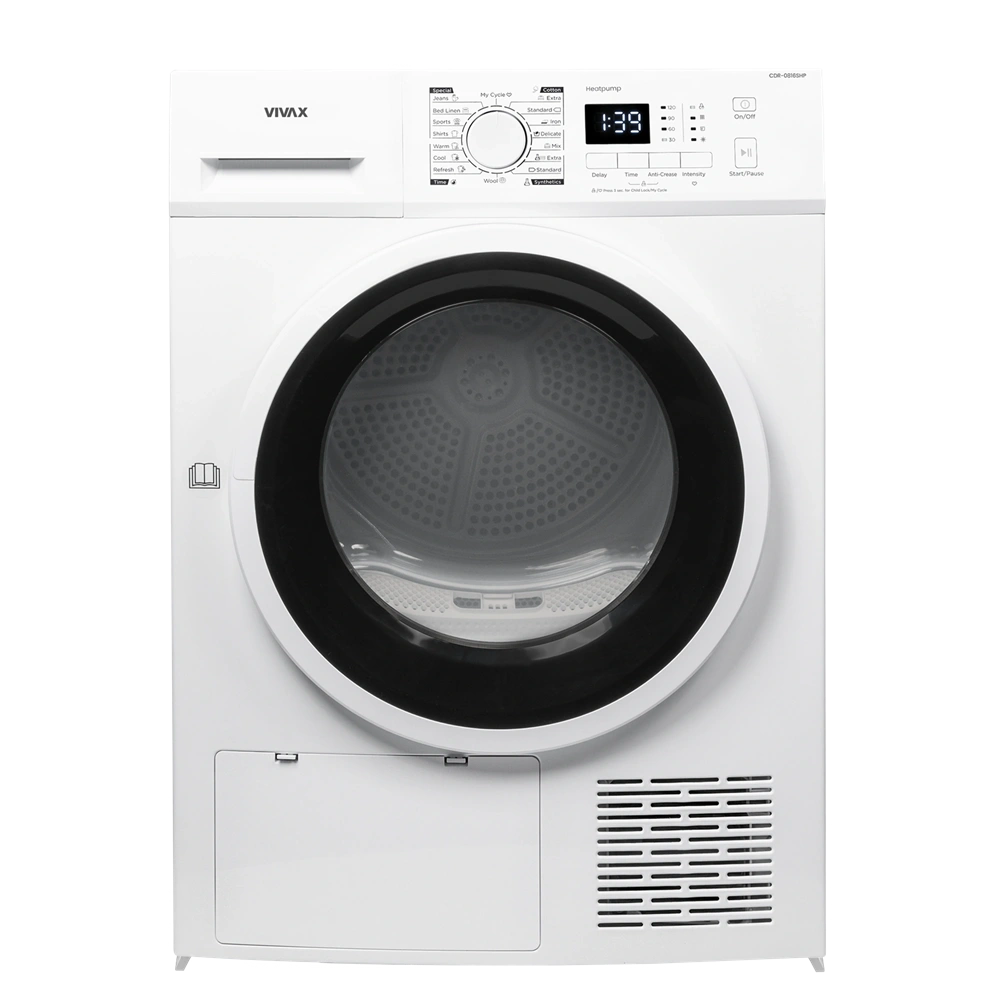 VIVAX CDR-0816SMHP fehér, 8 kg, hőszivattyús szárítógép