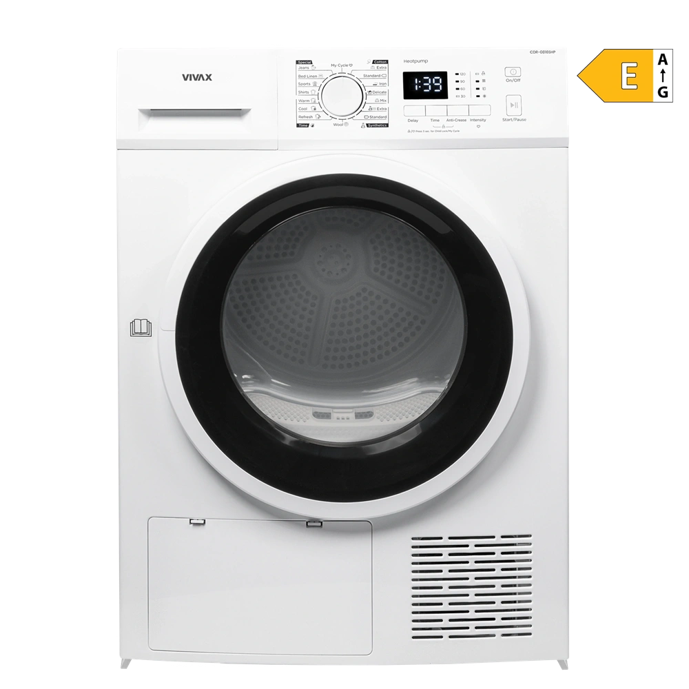VIVAX CDR-0816SMHP fehér, 8 kg, hőszivattyús szárítógép