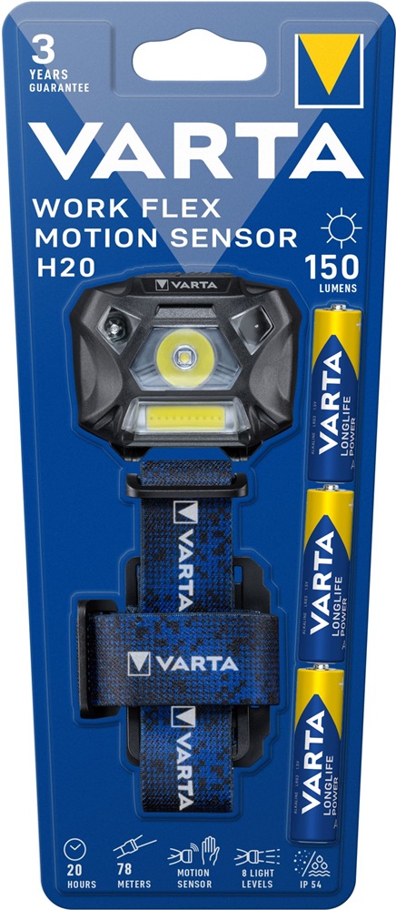 Varta 18648101421 Work Flex Motion H20 szenzoros fejlámpa