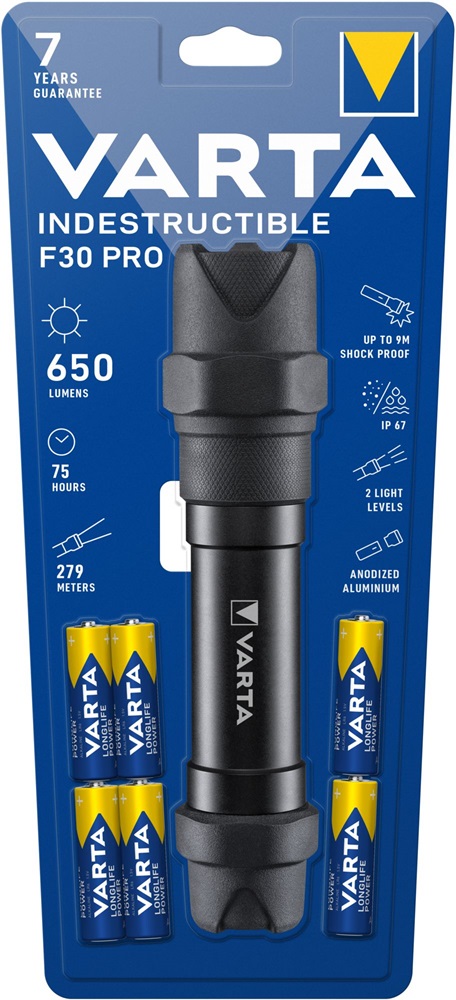 Varta 18714101421 Indestructible F30 Pro/650 lumen/elemlámpa