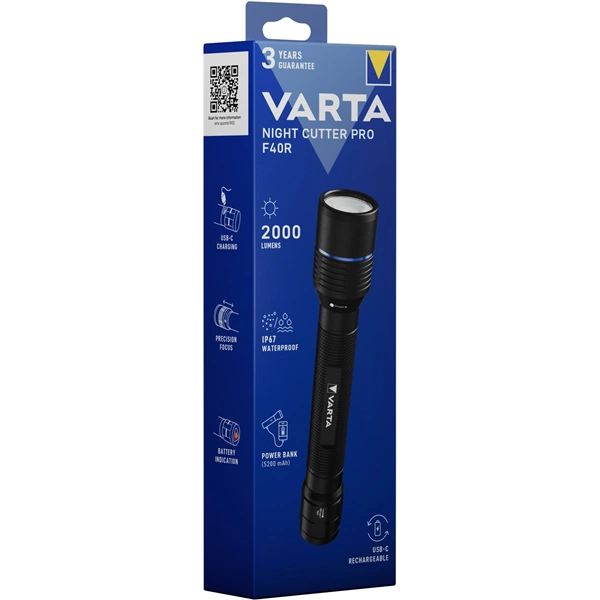 Varta 18922101111 Night Cutter Pro F40R LED újratölthető zseblámpa