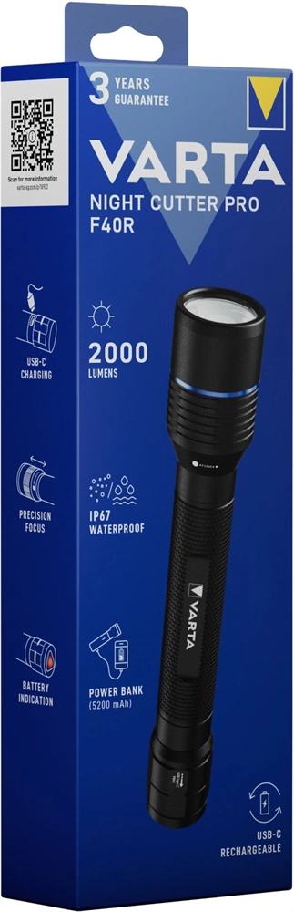 Varta 18922101111 Night Cutter Pro F40R LED újratölthető zseblámpa