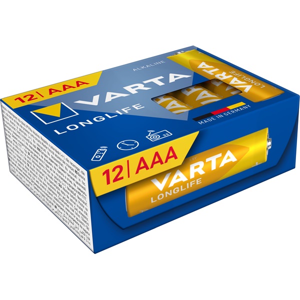 VARTA 4103301132 Longlife mikro AAA (LR03) mikroceruza elem 12db/csomag (műanyagmentes csomagolás)