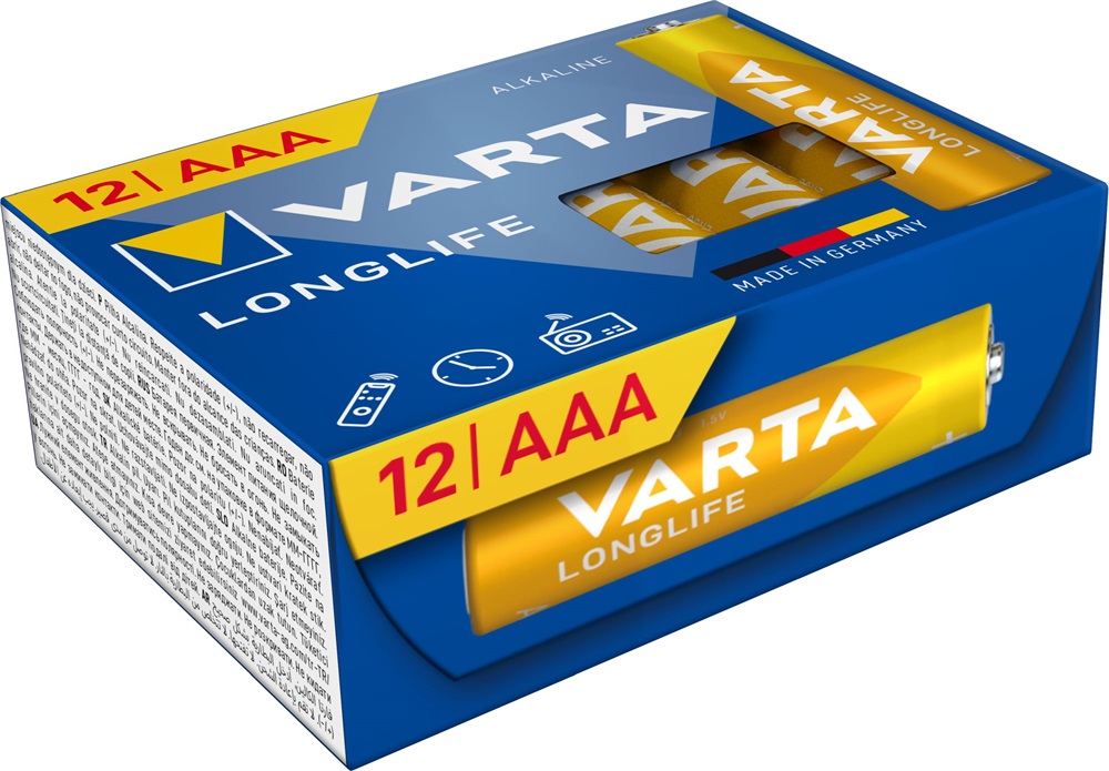 VARTA 4103301132 Longlife mikro AAA (LR03) mikroceruza elem 12db/csomag (műanyagmentes csomagolás)