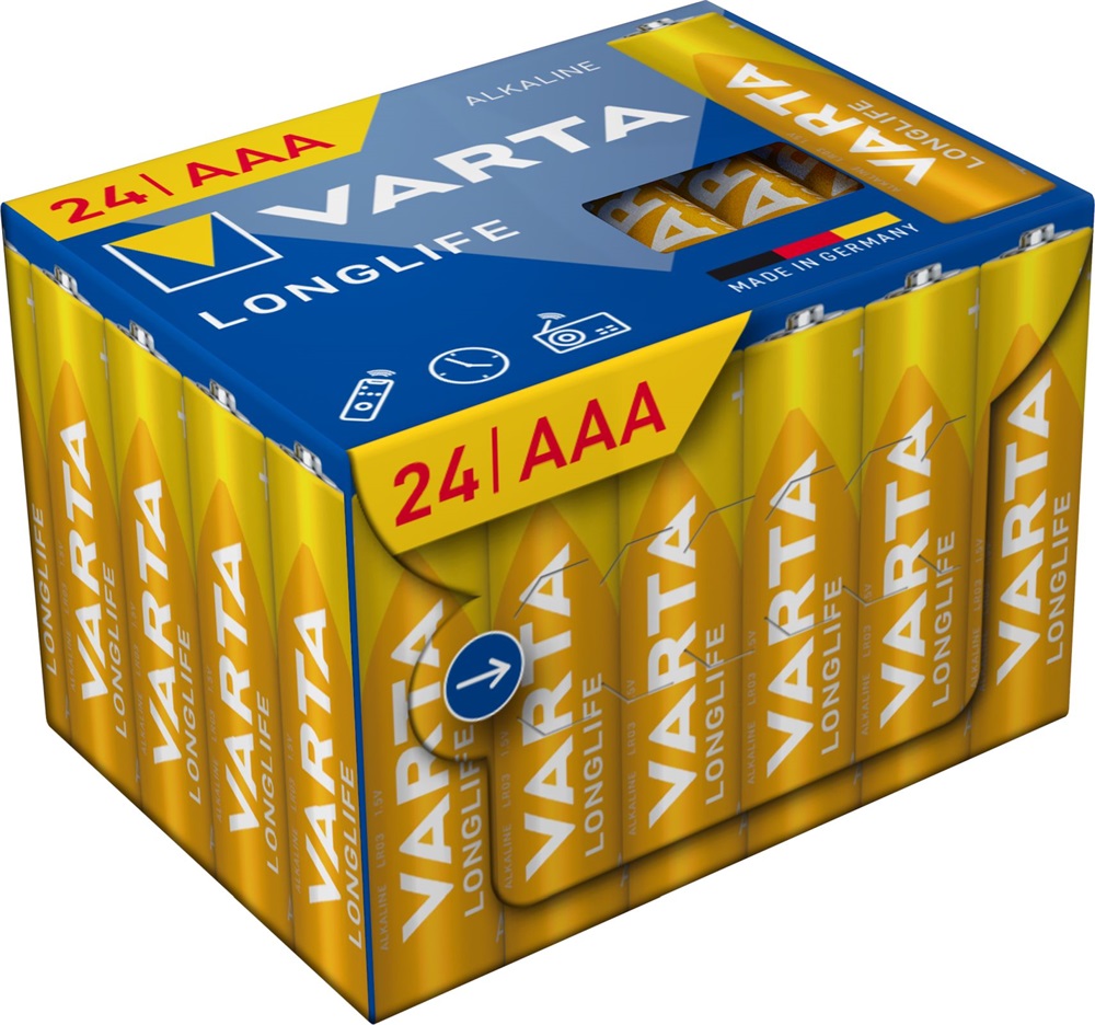 Varta 4103301134 Longlife mikro AAA (LR03) elem 24db/csomag (műanyagmentes csomagolás)