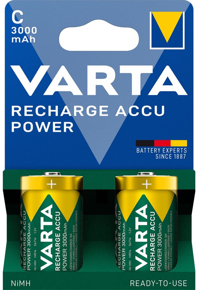 Varta 56714101412 Power bébi C 3000mAh akkumulátor 2db/csomag (műanyagmentes csomagolás)