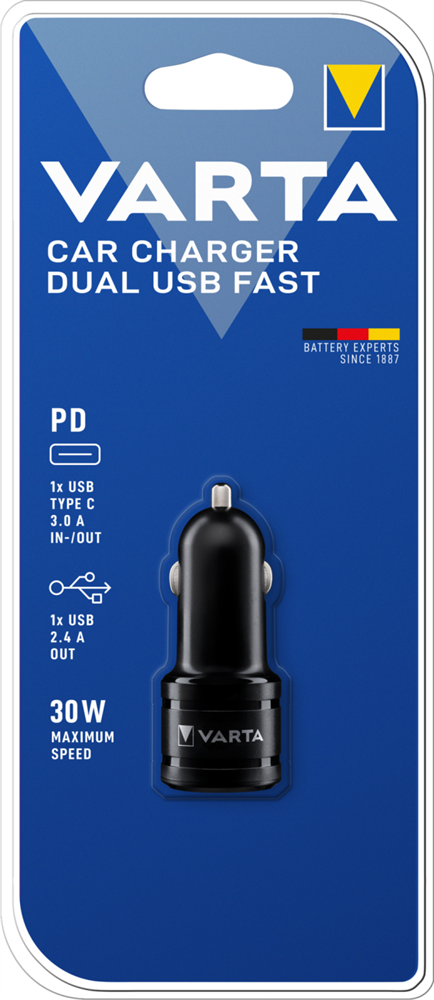 Varta 57932101401 Car Charger Dual USB Fast 1xUSB/1xUSB-C autós töltő