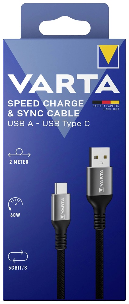 Varta 57935101111 2m 60W USB A-USB C adat- és töltőkábel