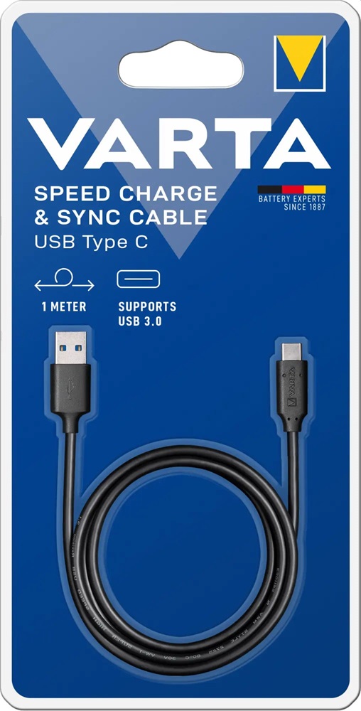 Varta 57944101401 1m USB - Type C fekete adat- és töltőkábel