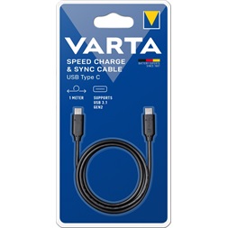 Varta 57947101401 1m Type C - Type C fekete adat- és töltőkábel