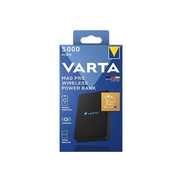Varta Mag Pro vezeték nélküli 5.000mAh fekete power bank