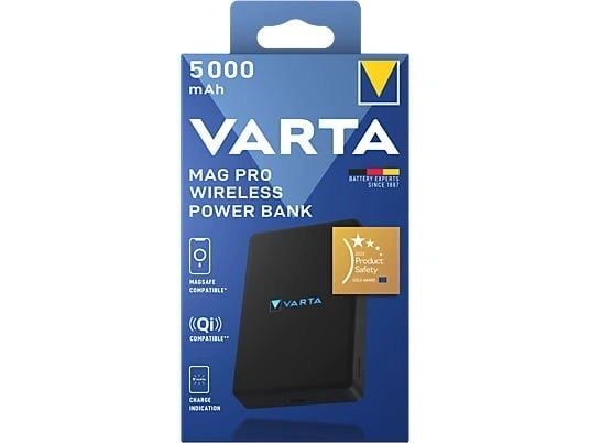 Varta Mag Pro vezeték nélküli 5.000mAh fekete power bank
