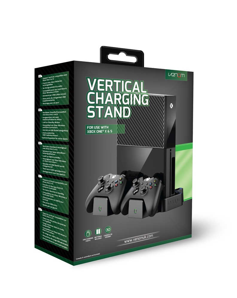 Venom VS2861 Xbox One X és S vertikális tartó + töltő állvány