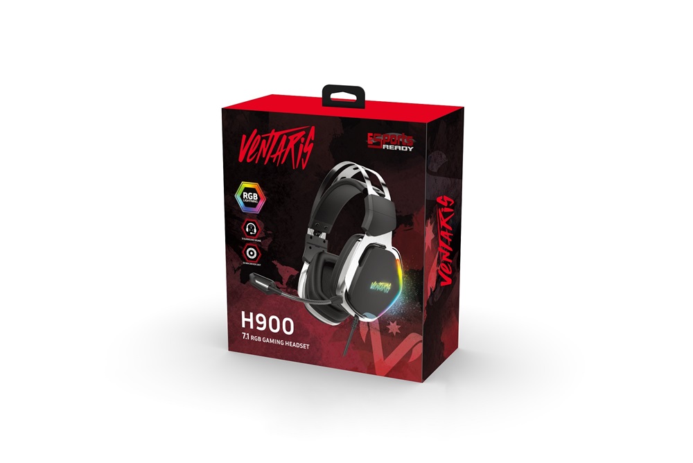 Ventaris H900 RGB 7.1 fekete-ezüst gamer headset
