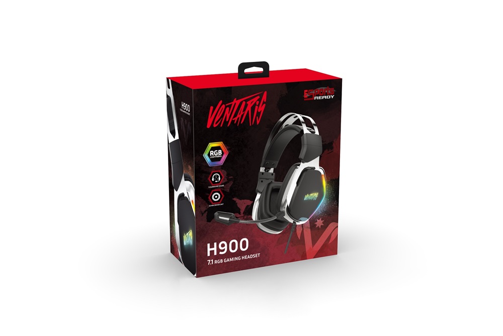Ventaris H900 RGB 7.1 fekete-ezüst gamer headset