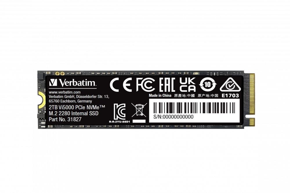 Verbatim 31827 Vi5000 2TB Internal PCIe NVMe M.2 fekete SSD