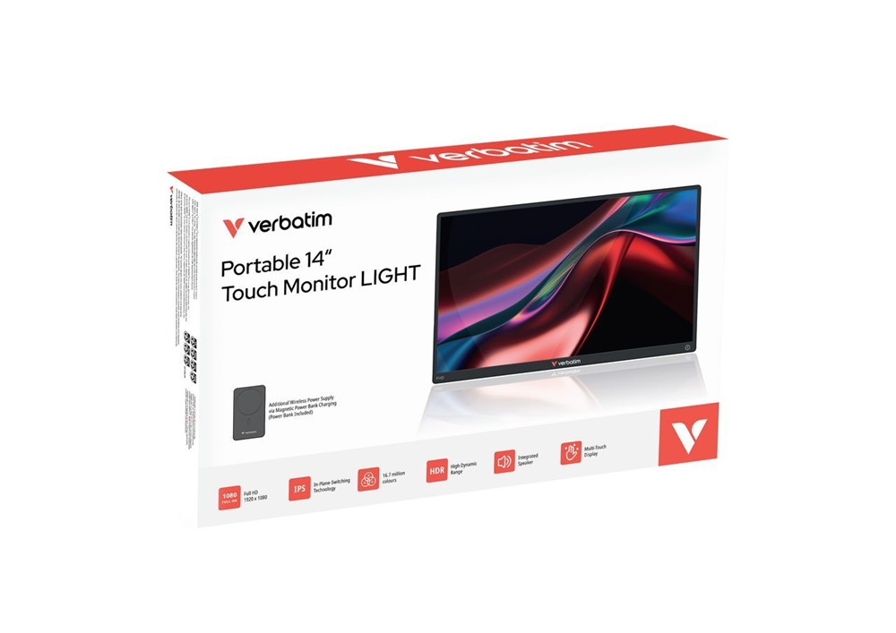 Verbatim 32088 hordozható 14" érintő kijelzős Full HD monitor + 5000mAh powerbank