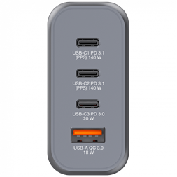 Verbatim 32203 GNC-140 GaN Charger 140W USB Type-A + 3xType-C hálózati töltő adapter