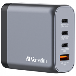 Verbatim 32203 GNC-140 GaN Charger 140W USB Type-A + 3xType-C hálózati töltő adapter