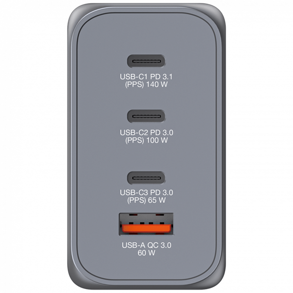 Verbatim 32205 GNC-240 GaN Charger 240W USB Type-A + 3xType-C hálózati töltő adapter