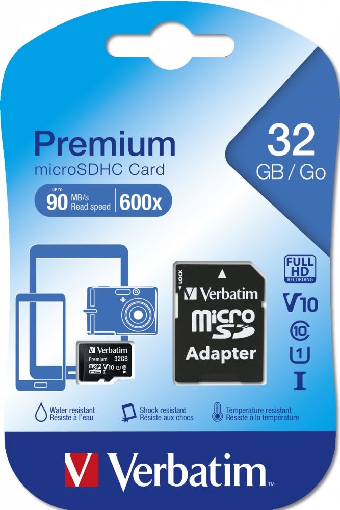 Verbatim 44083 SDHC 32GB U1 Class 10 micro memóriakártya + adapter