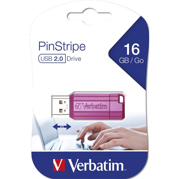 Verbatim 49067 PIN STRIPE Store`n`Go 16GB USB 2.0 pink Flash Drive